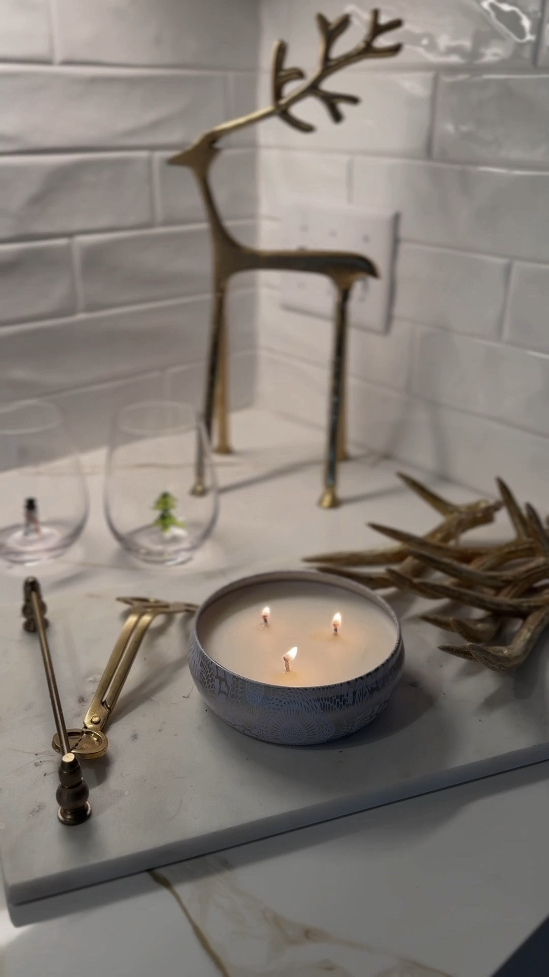 Corner kitchen Christmas decor 🎄 kitchen Christmas decorating, neutral Christmas decor, transitional Christmas decor, Christmas decor ideas, kitchen Christmas decor ideas, gold reindeer decor, voluspa Christmas candles, Christmas candles, Christmas antler decor, Christmas reindeer decor, gold Christmas decor, brass Christmas decor, wine glasses with Christmas figurines, Christmas wine glasses, kitchen Christmas styling, holiday Christmas styling, holiday kitchen styling, holiday kitchen decor 

#LTKSaleAlert #LTKHome #LTKHoliday