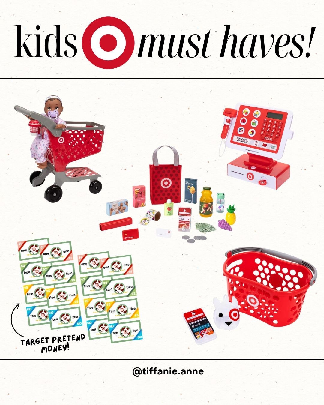 Viral Target cash register, mini shopping cart, basket, and even CUTE TARGET PRETEND PLAY MONEY!! #targetkids #targetmusthaves 

#LTKKids #LTKFamily #LTKBaby