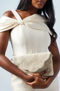 Bags & Purses | Bridal Pearl Beaded Scallop Clutch Bag With Shoulder Strap | Coast | Coast UK & IE