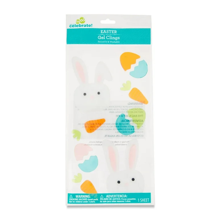 Easter Bunnies and Carrots Gel Window Clings, 5.5 in x 12 in, by Way To Celebrate | Walmart (US)