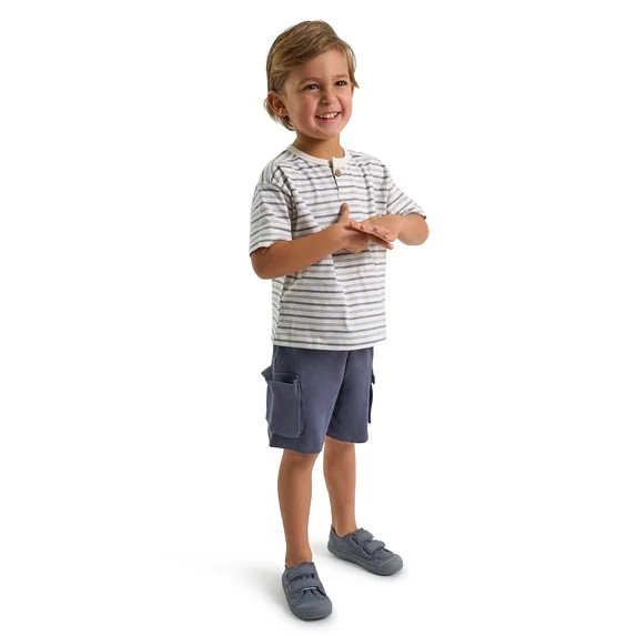 +7View allHero image 0 of Modern Moments by Gerber Baby and Toddler Boy Henley Tee and Short Set,... | Walmart (US)