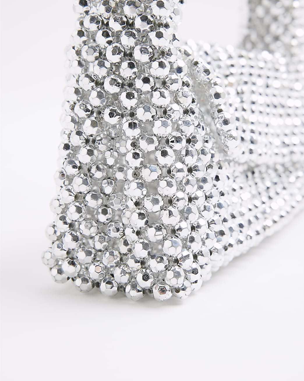 Silver Beaded Metallic Clutch Bag | River Island UK & IE