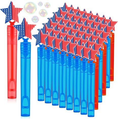 Seenelling 50 Pcs Independence Day Mini Bubble Wands Patriotic Bubbles for Fourth of July Red and... | Amazon (US)
