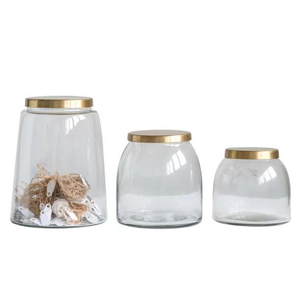 Round Glass 3 Piece Storage Jar Set | Wayfair North America