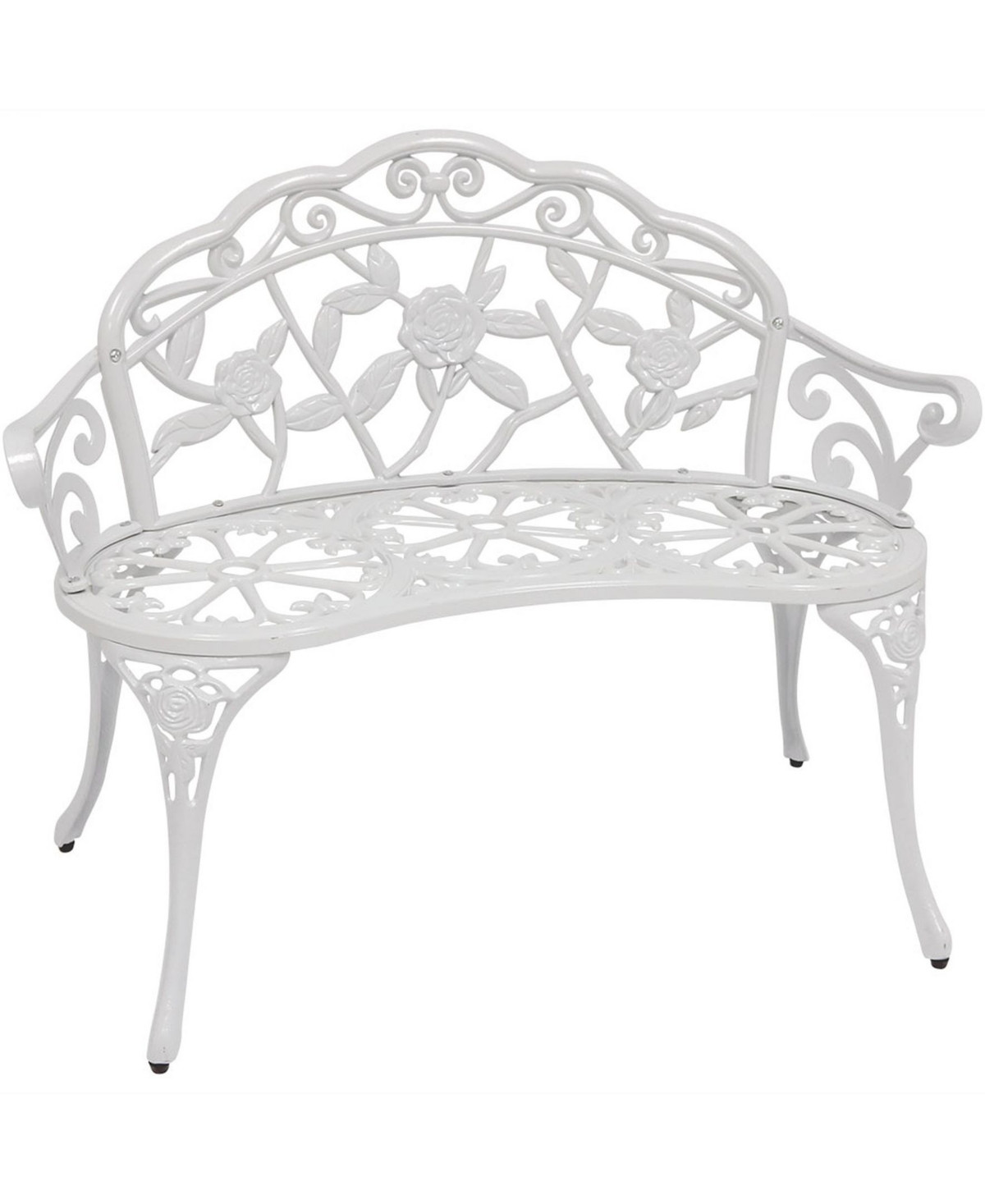 Sunnydaze Decor 2-Person Classic Rose Cast Aluminum White Outdoor Garden Bench - White | Macy's
