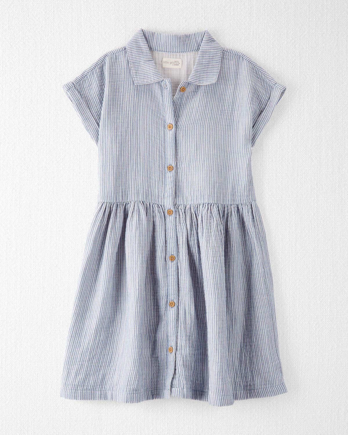 Beats Blue Kid Organic Cotton Striped Button-Front Dress
 | carters.com | Carter's