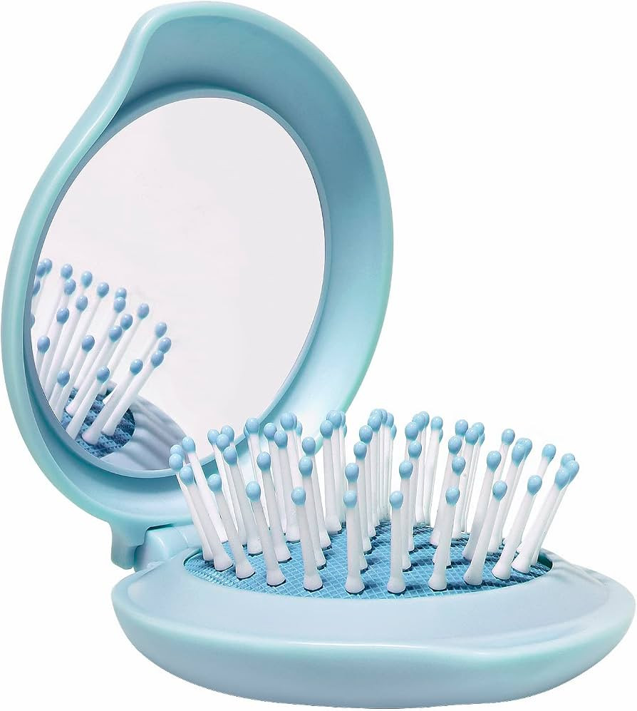 Hair Brush with Mirror, Compact Mirror with Mini Hair Brush Set, Folding Hairbrush for Women, Sma... | Amazon (US)