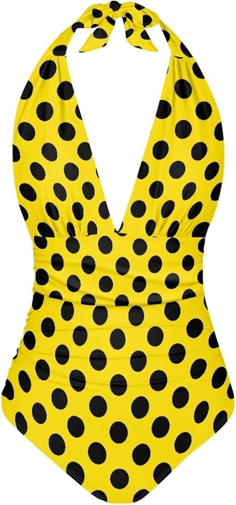 Women One Piece Sexy Mesh Swimsuit Plunge V Neck Halter Monokini Swimwear for Summer Beach Holida... | Amazon (US)