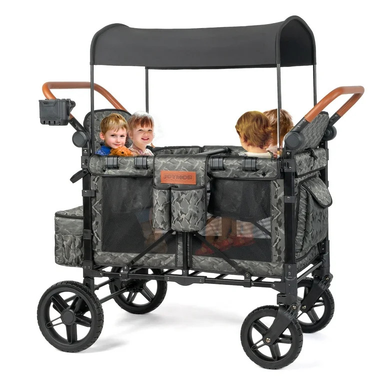 JOYMOR Quad Deluxe Stroller Wagon for 4 Kids, Bus Seating High Seat, Rubber Wheel, Double Side Ha... | Walmart (US)