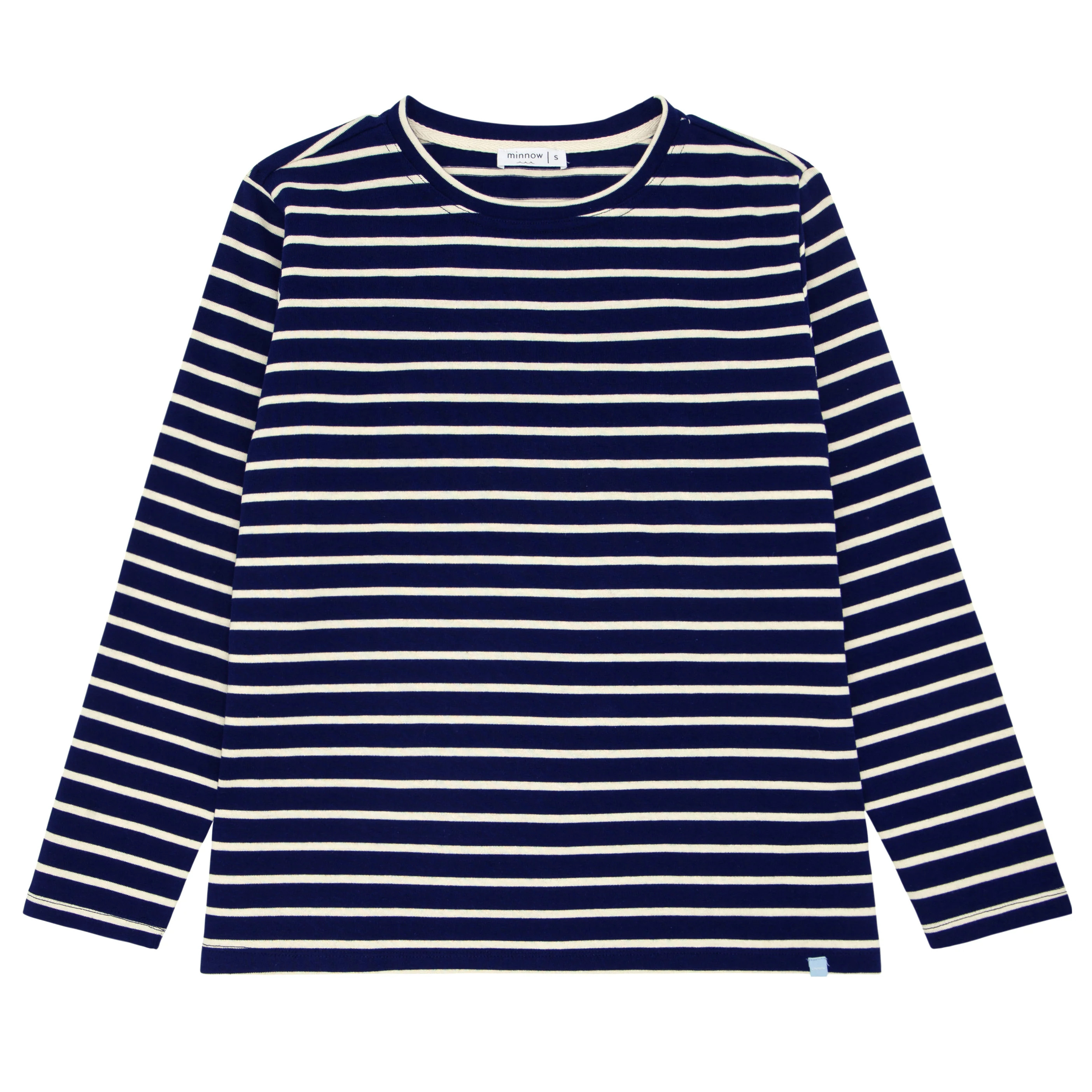 women's navy and cream stripe long sleeve knit tee | minnow swim | Minnow