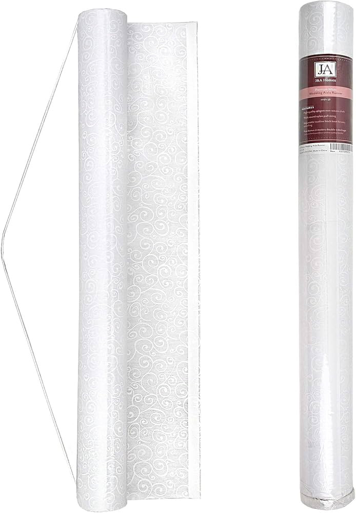 J&A Homes White Wedding Aisle Runner (3 x 100 Feet) — Includes Pull String and Double-Sided Adh... | Amazon (US)