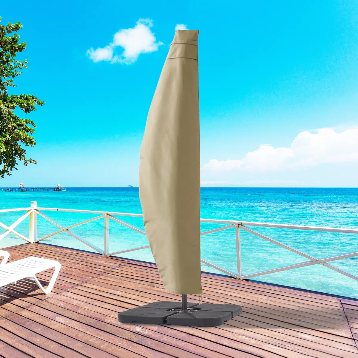 Arlmont & Co. Patio Offset Umbrella Cover - 600D Waterproof Outdoor Market Umbrella Cover - Fits ... | Wayfair North America