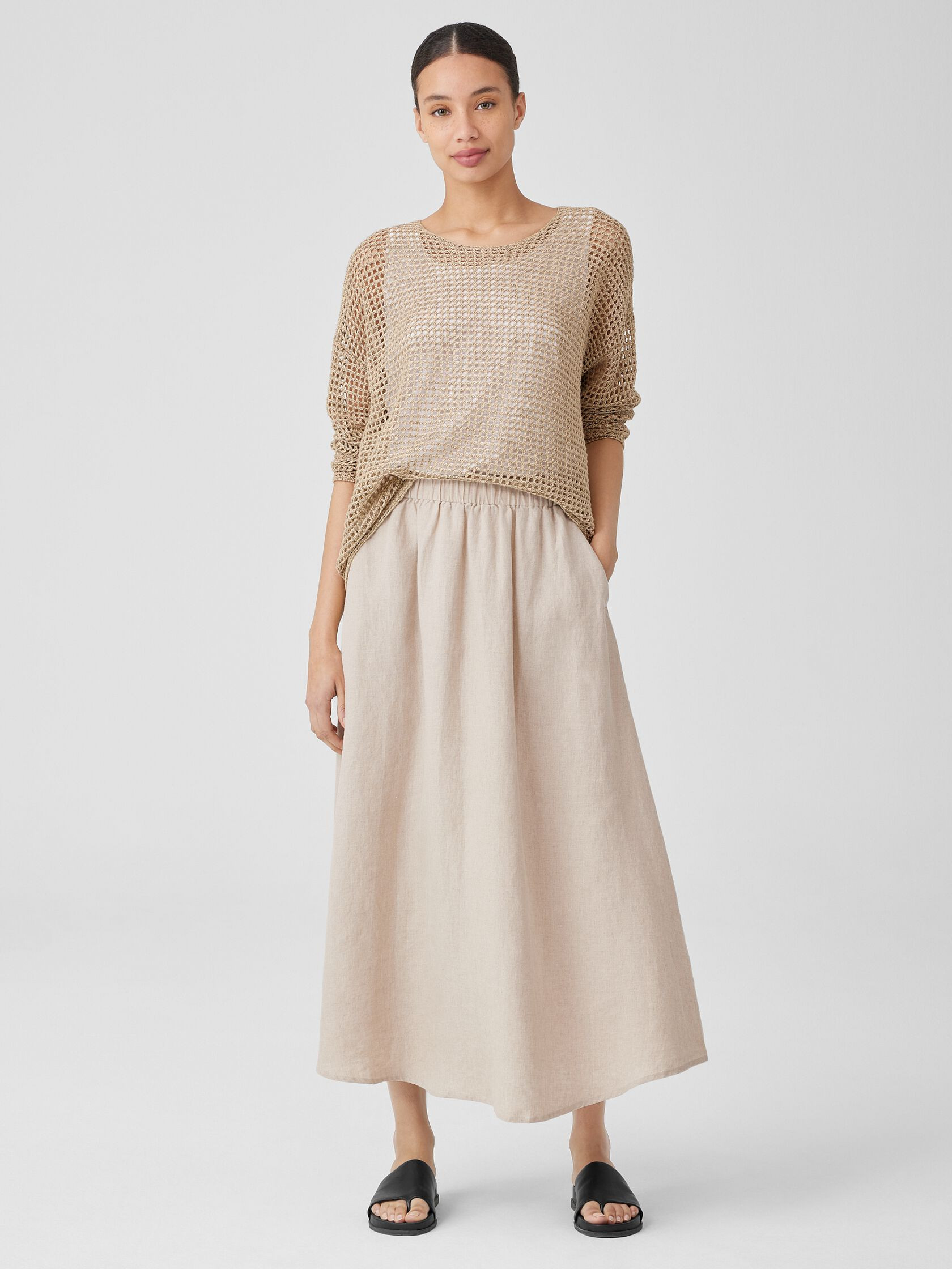 Organic Linen Délavé Round Neck Top | Eileen Fisher