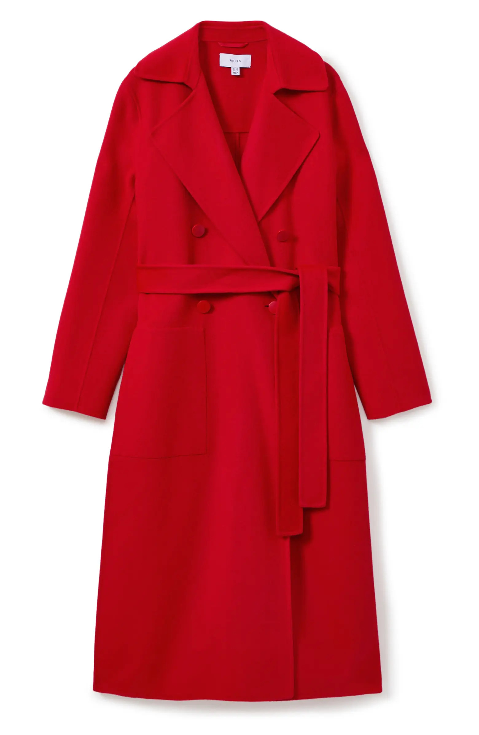 Reiss Sasha Tie Waist Double Breasted Wool Blend Coat | Nordstrom | Nordstrom