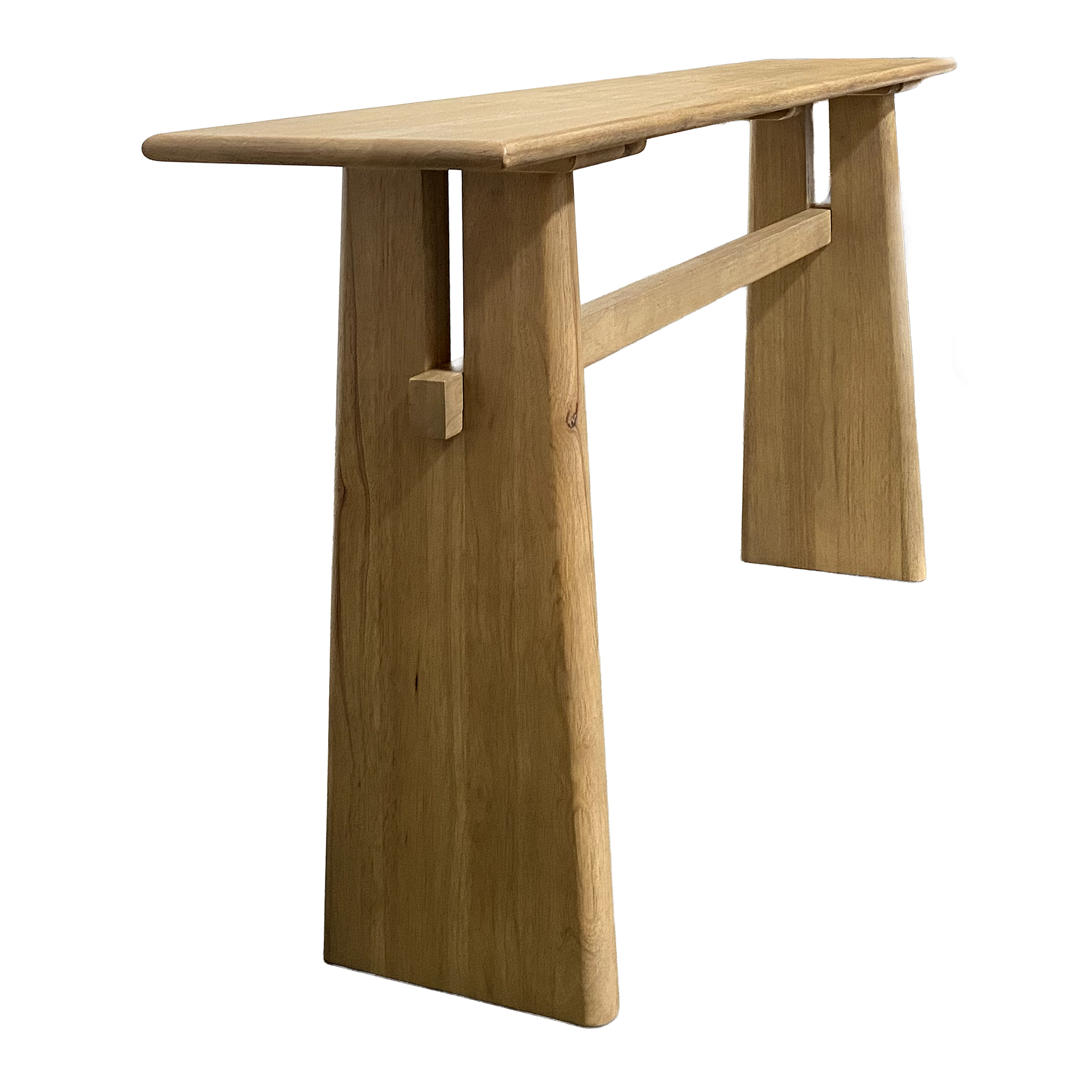 Isabelle Weathered Timber Pedestal Leg Trestle Console Table | World Market