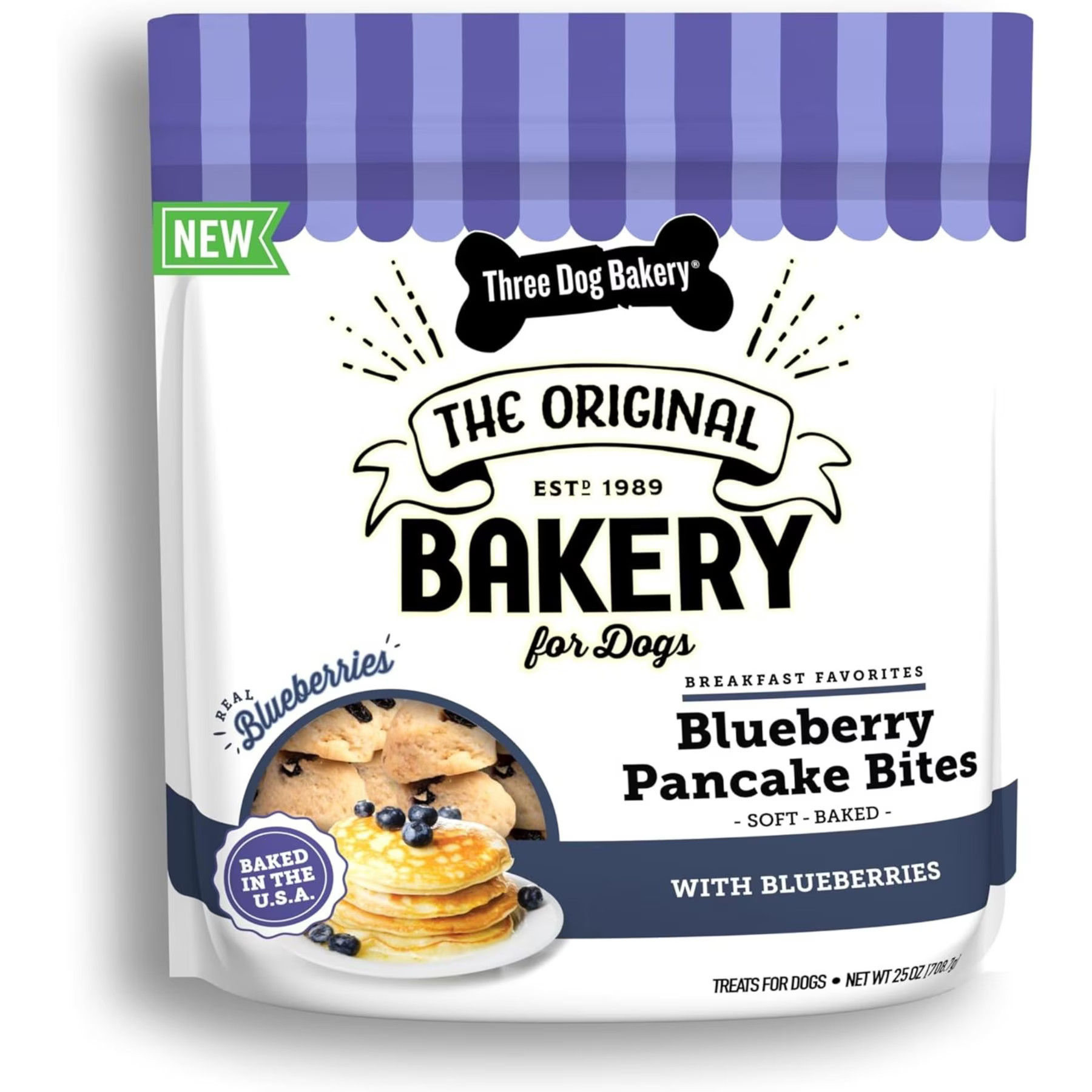 Three Dog Bakery Blueberry Pancake Soft Baked Dog Treats, 25-oz bag | Chewy