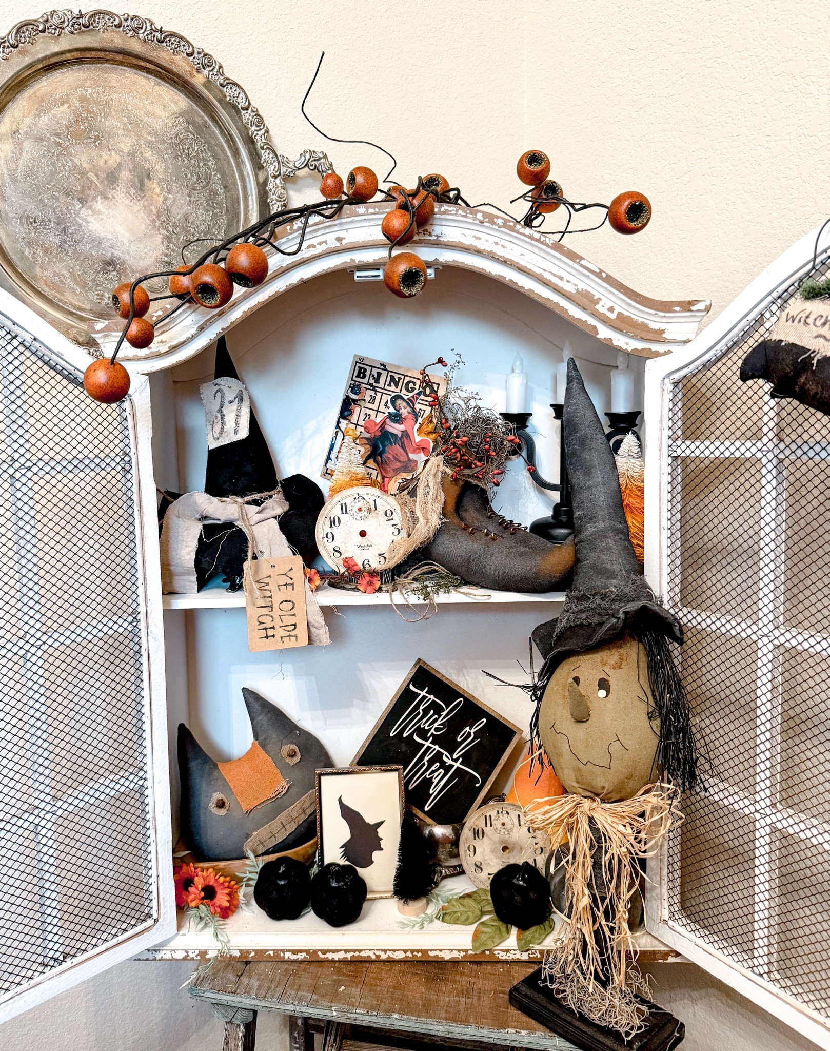 🧡🖤Are you planning or already decorating for Halloween?  I have already started.  This cabinet from Antique Farmhouse is my absolute favorite piece to style for all of the Holidays.🖤🧡 #halloweendecor #whimsicaldecor #vintagedecor #falldecor #trickortreatsign 

#LTKFindsUnder50 #LTKHome #LTKSeasonal