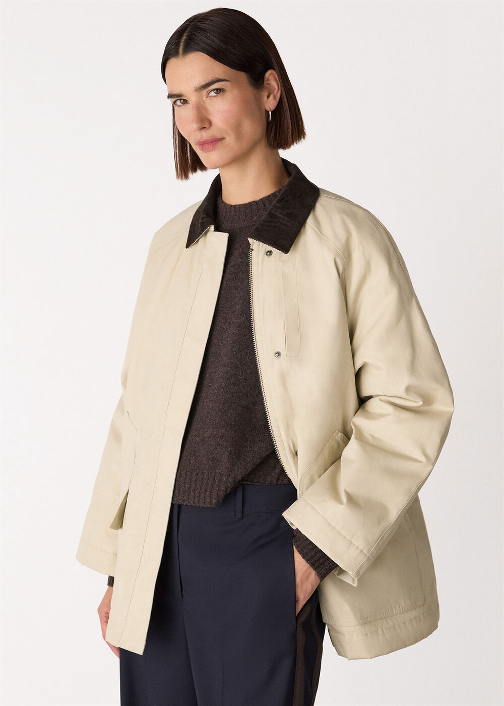 Neutral Fern Waxed Barn Jacket | Whistles