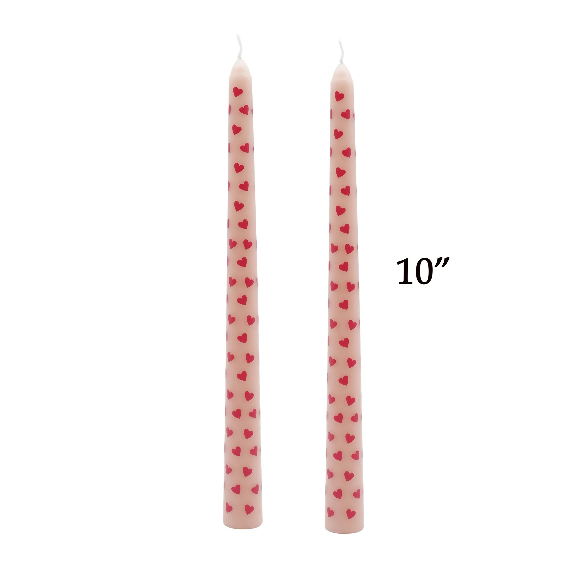 My Texas House Valentine 10" Red Hearts & Pink Taper Candles, Unscented, 2 Count | Walmart (US)