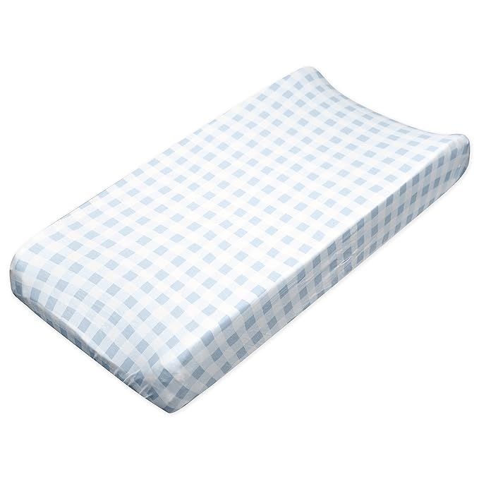 HonestBaby Boys Organic Cotton Changing Pad Cover, Blue Painted Buffalo Check, One Size | Amazon (US)