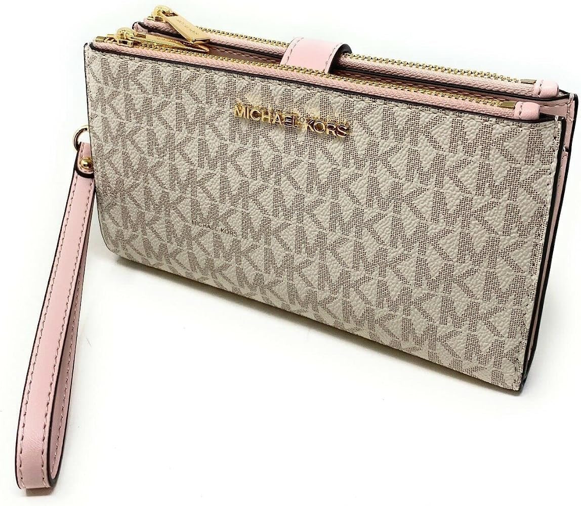 Michael Kors Jet Set Travel Double Zip Wristlet (vanilla softpink) | Amazon (US)