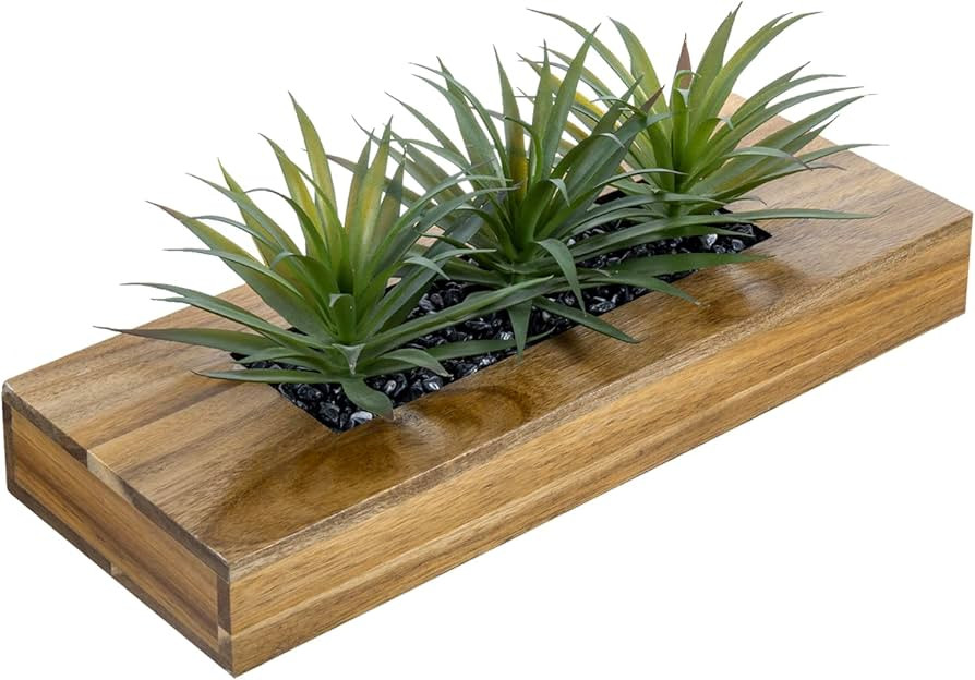 MyGift 15 Inch Large Artificial Green Grass Plants in Premium Acacia Solid Wood Decorative Plante... | Amazon (US)