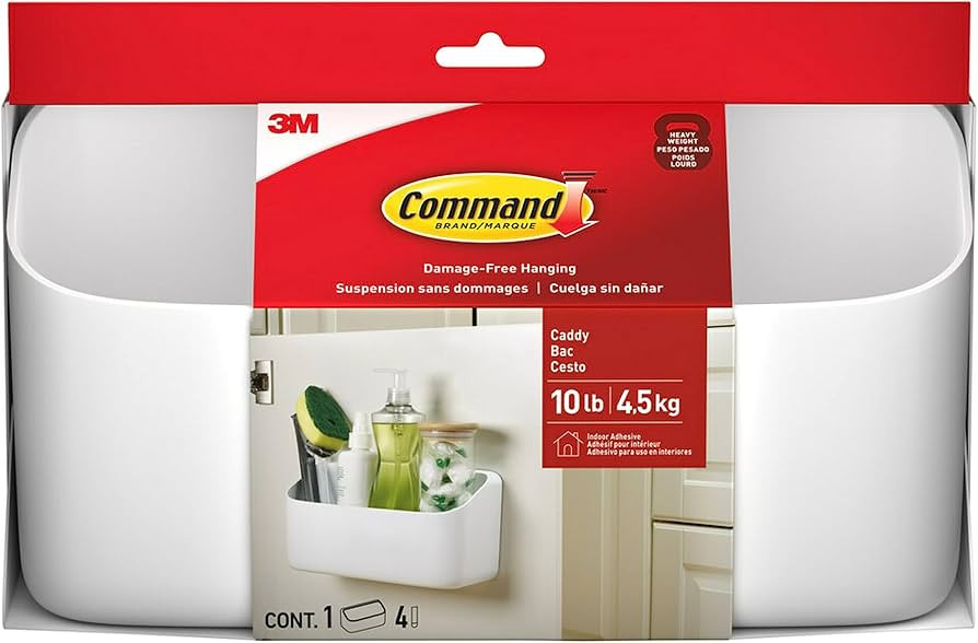 Command 10 Lb Large Organizing Caddy with 4 Command Strips, 9.91" x 3.38" x 5.15", Heavyweight Da... | Amazon (US)