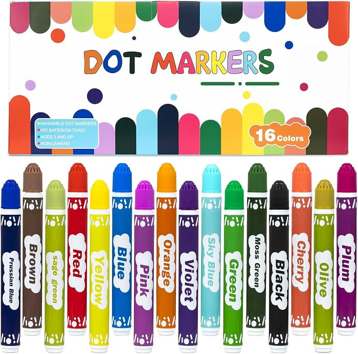 DOSEWART 16 Color Bingo Daubers Washable Bingo Markers Dot Paint Marker Set | Amazon (US)