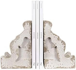 Creative Co-Op Distressed White Corbel Shaped Bookends (Set of 2 Pieces) | Amazon (US)