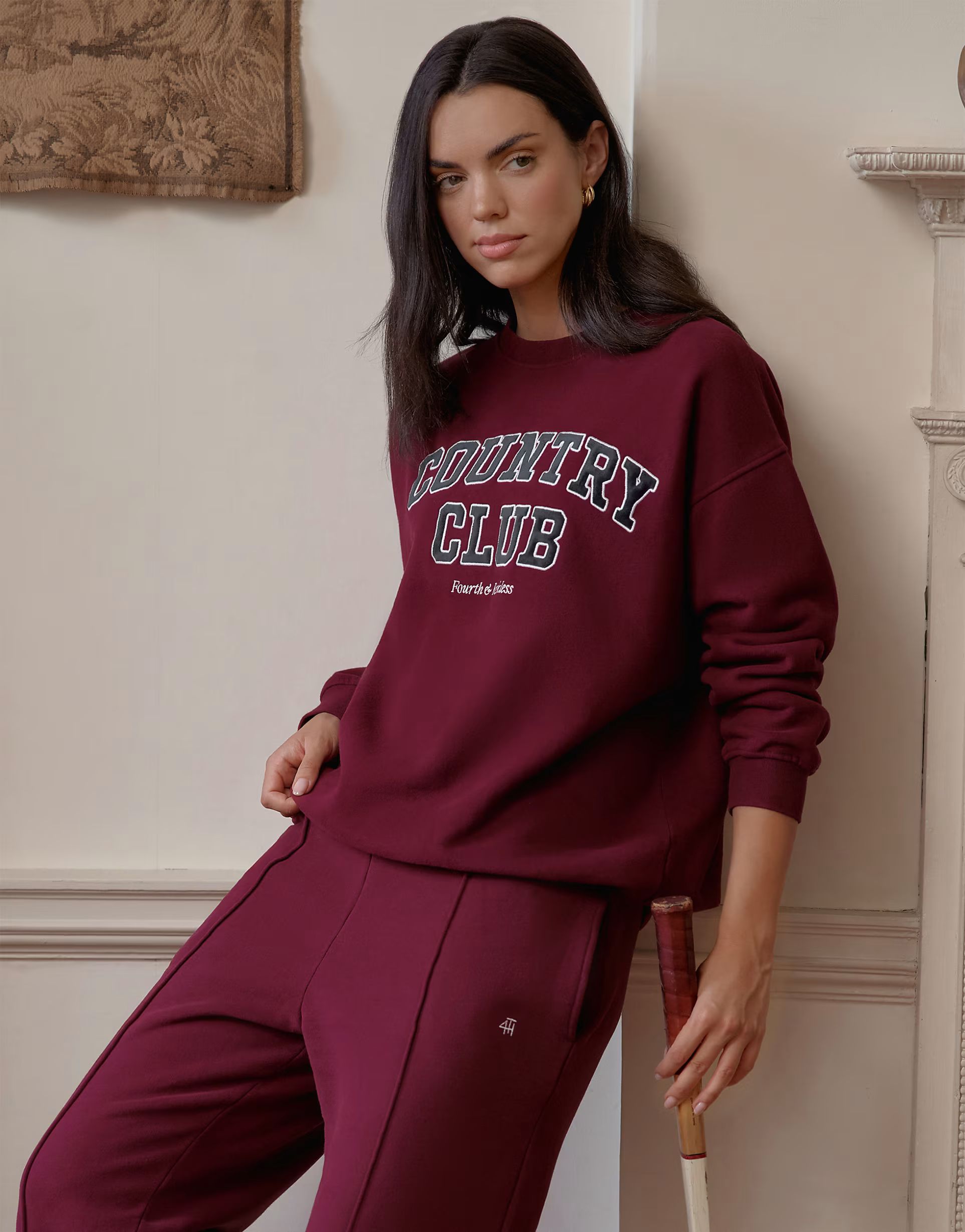 4th & Reckless Charli sweatshirt in burgundy | ASOS (Global)