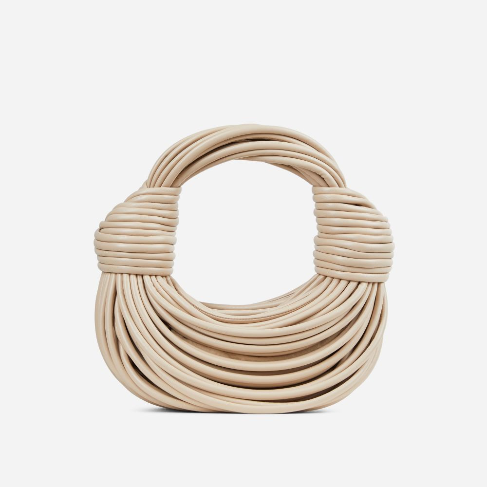 Leif Knotted Detail Strappy Shoulder Bag In Nude Faux Leather | EGO Shoes (US & Canada)