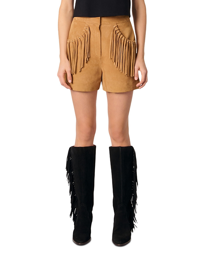 Maje Fringed Nubuck Shorts | Bloomingdale's (US)