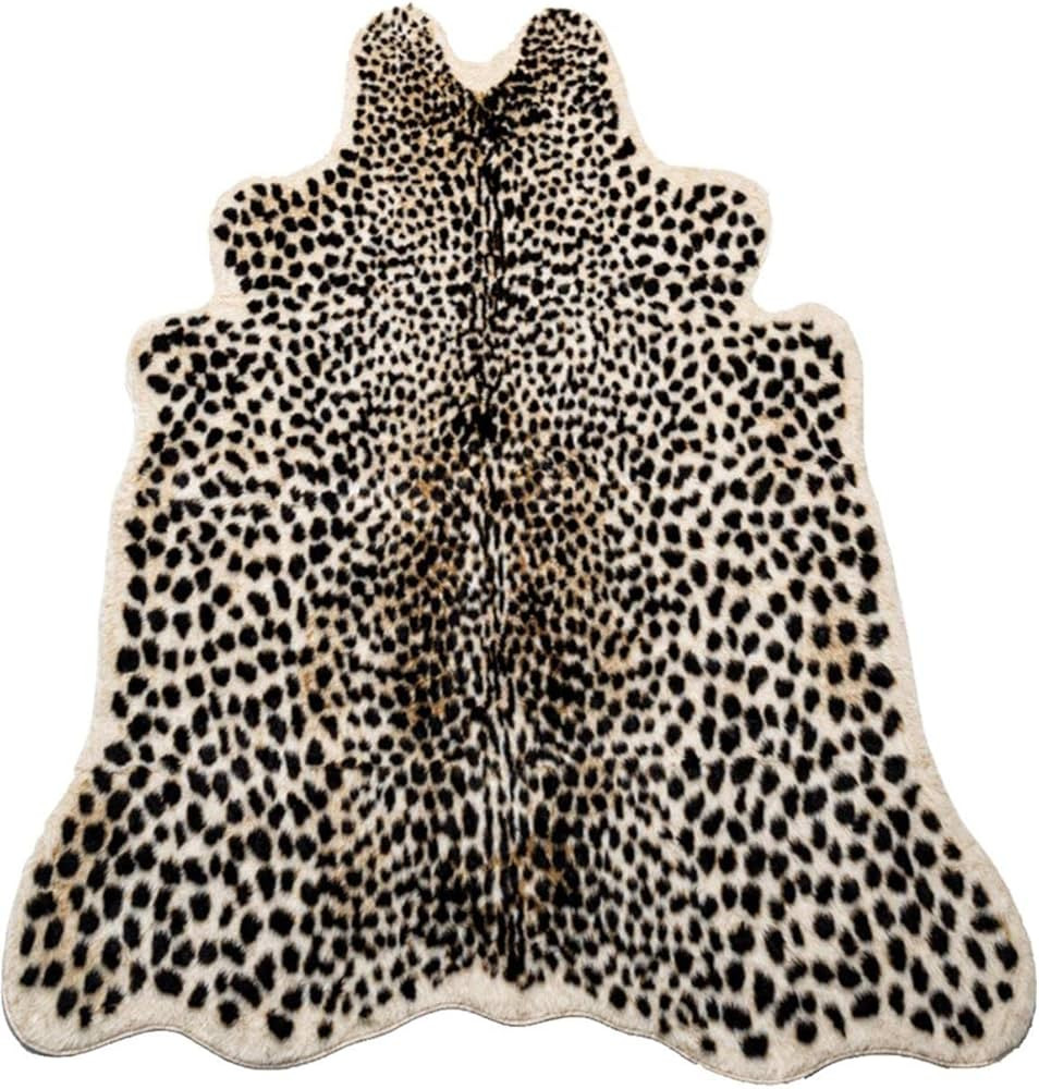 Huichenxing2021FURSTORE Faux Cheetah Area Rug Animals Printed Hide Mats Leopard Faux Hide Area Ru... | Amazon (US)