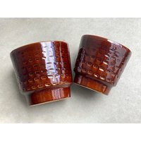 Set Of 2 Vintage Planters - Brown Ceramic | Etsy (US)