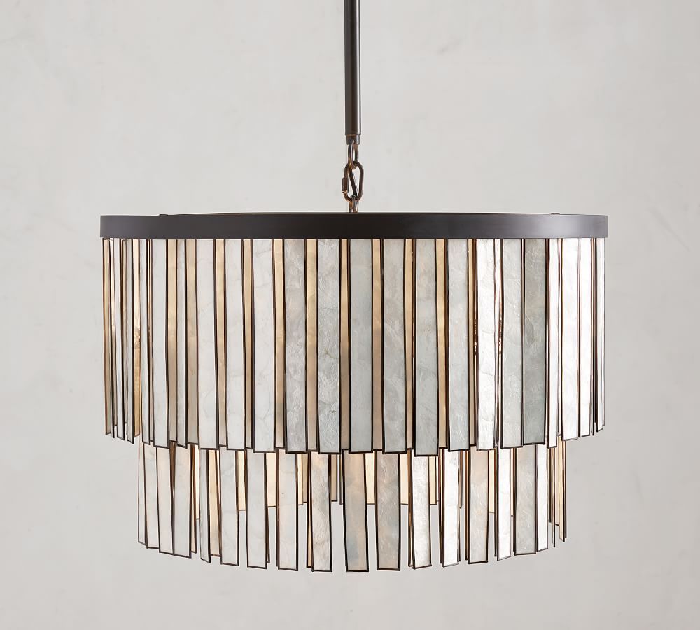 Astrid Capiz Round Chandelier, Bronze | Pottery Barn (US)