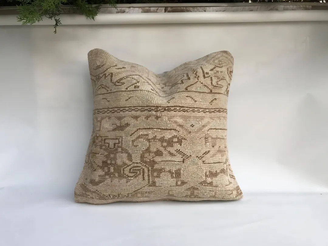 Handmade Nomadic Kilim Pillow Cover 20x20 Wool Ethnic Cushion Boho Decor - Etsy | Etsy (US)