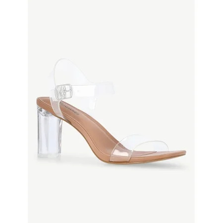 No Boundaries Lucite Heeled Sandals, Women's | Walmart (US)