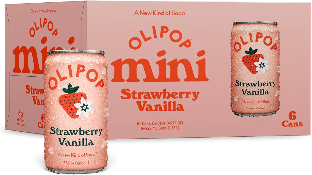 OLIPOP Minis Prebiotic Soda Pop, Strawberry Vanilla, Pantry Pack Packed with Prebiotics, Fiber, a... | Amazon (US)