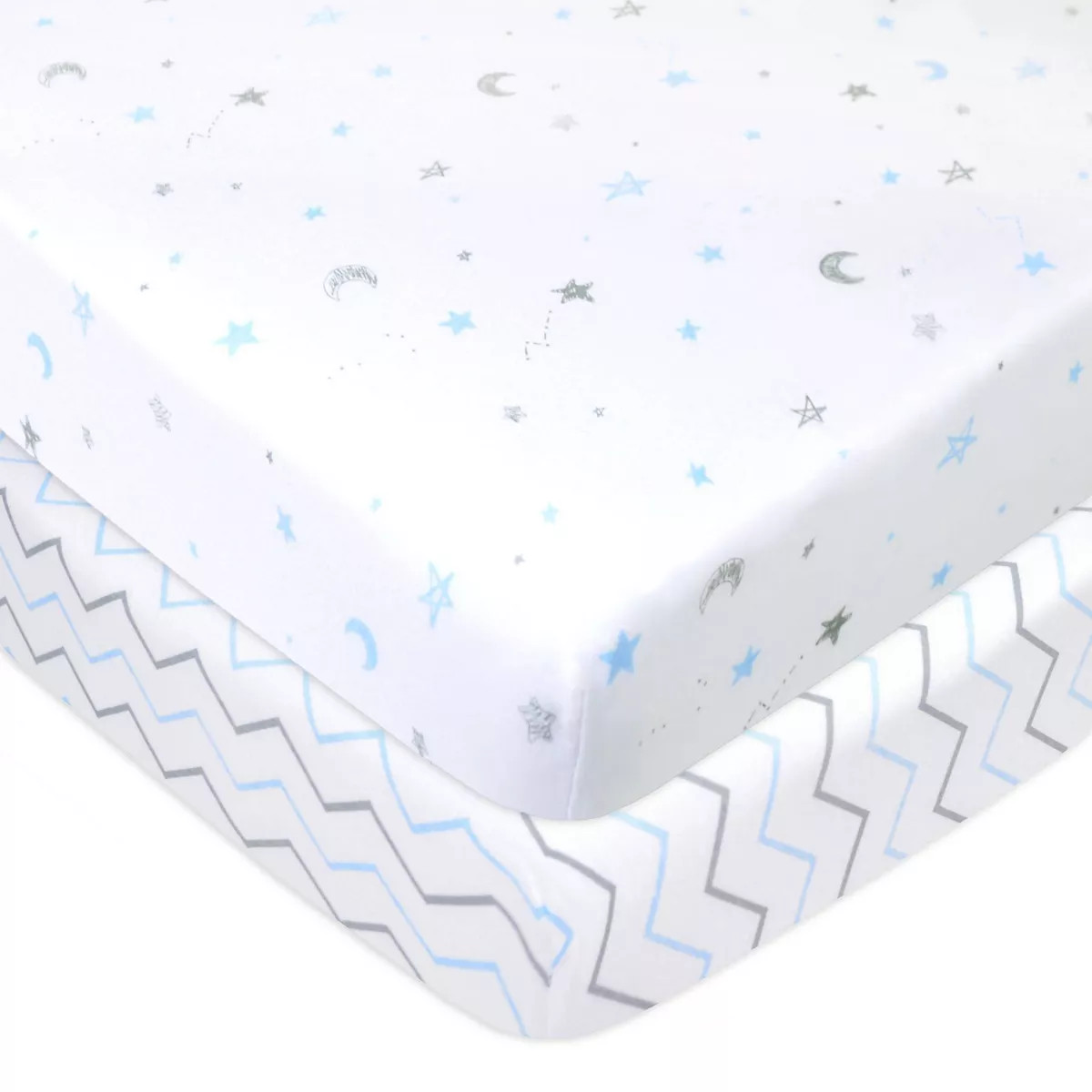 TL Care Printed 100% Cotton Knit Fitted Mini Crib Sheet - 2pk | Target