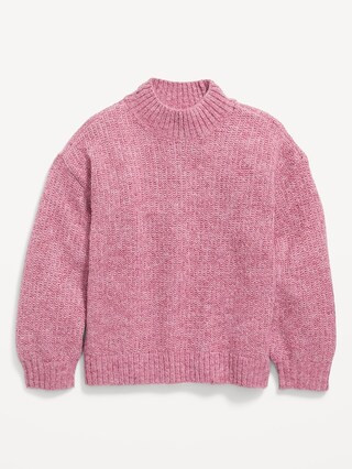 Cozy Mock-Neck Shaker-Stitch Cocoon Sweater for Girls | Old Navy (US)
