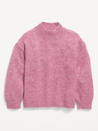 Cozy Mock-Neck Shaker-Stitch Cocoon Sweater for Girls | Old Navy (US)