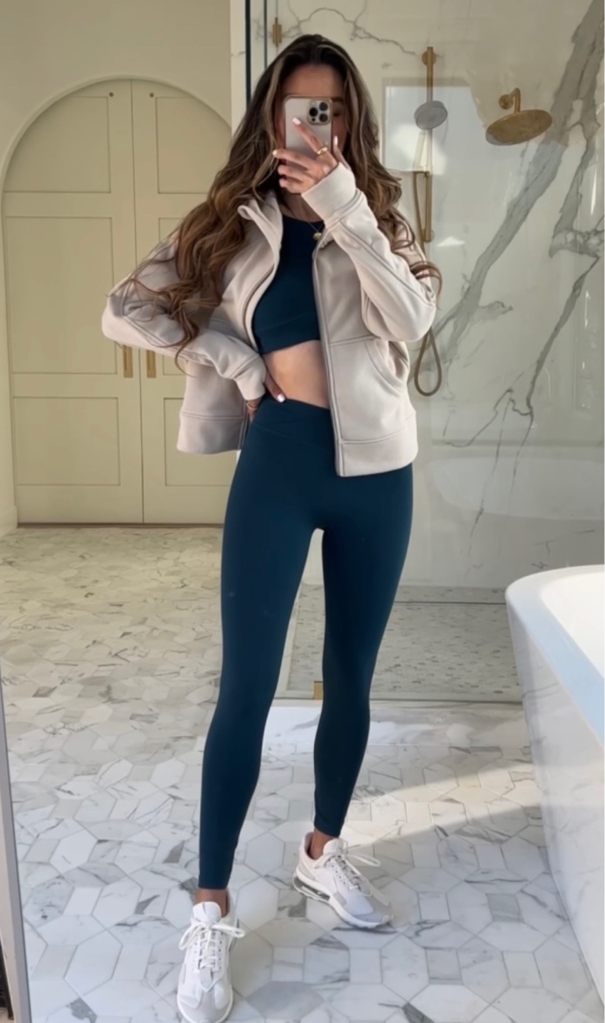 Heyyy gorgeous girl!!! Saw your comment!!! I’m so excited to send you the link!!! 💙🤍 Wearing size XS in workout set in color Peacock Navy (it came with a matching hair scrunchie 👏🏻) size Small in zip up pullover in color Apricot (sizes are limited so linked an alternative), and size 8 in shoes!!! Wishing you a beautiful day, beautiful girl!!! Hugs!!! 🌷💖💕

#LTKfit #LTKunder100 #LTKunder50