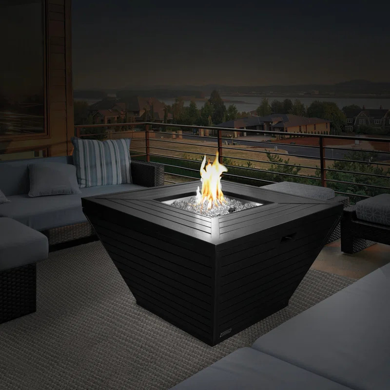 Sunbeam Premium Aluminum Propane/Natural Gas Fire Pit Table-Matt Black | Wayfair North America