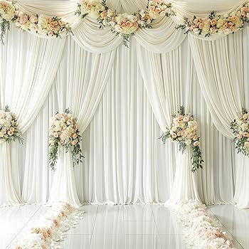 6 Panels Ivory Backdrop Curtain for Wedding Parties Wrinkle Free Ivory Photo Curtains Backdrop Dr... | Amazon (US)