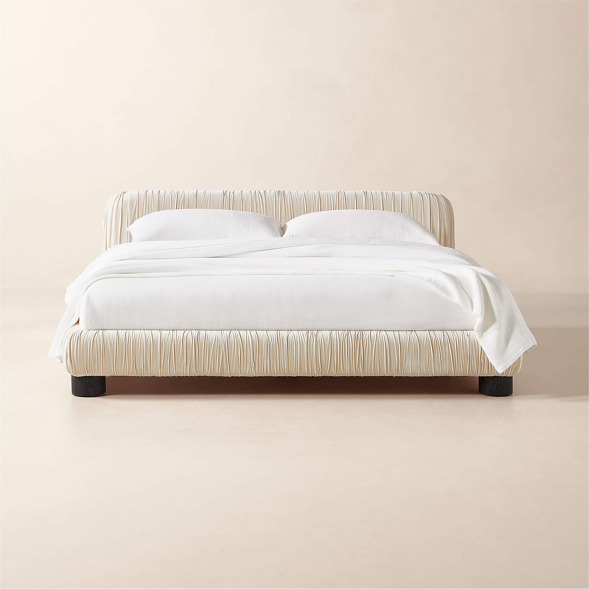 Cantar Ivory Velvet Upholstered King Bed + Reviews | CB2 | CB2