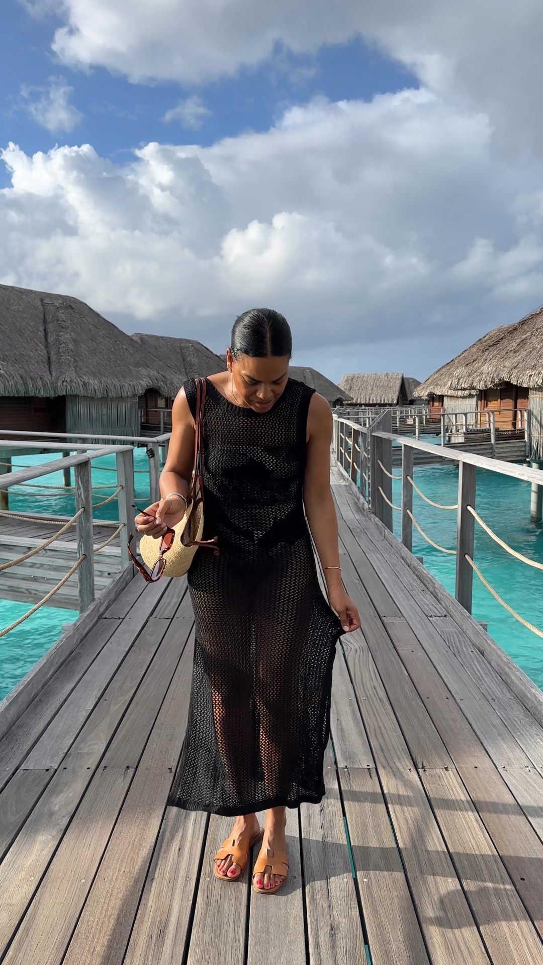 Bora Bora OOTD - Beach Riot strapless swimsuit paired with Amazon coverup with open back detail, Sezane Paris Basket bag, Madewell sunglasses and Steve Madden leather sandals. 

#LTKOver40 #LTKStyleTip #LTKTravel