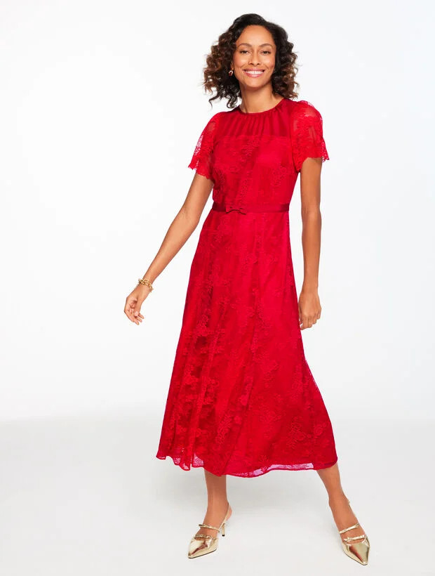 Chantilly Lace Fit & Flare Midi Dress | Talbots