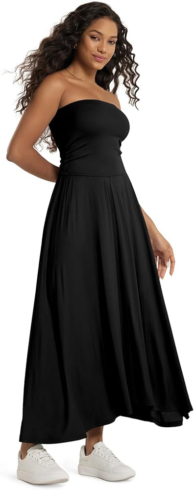 ODODOS Women's 2-in-1 Maxi Dress/Skirt - Drapey Soft Stretch Convertible High-Waist Maxi Skirt or... | Amazon (US)