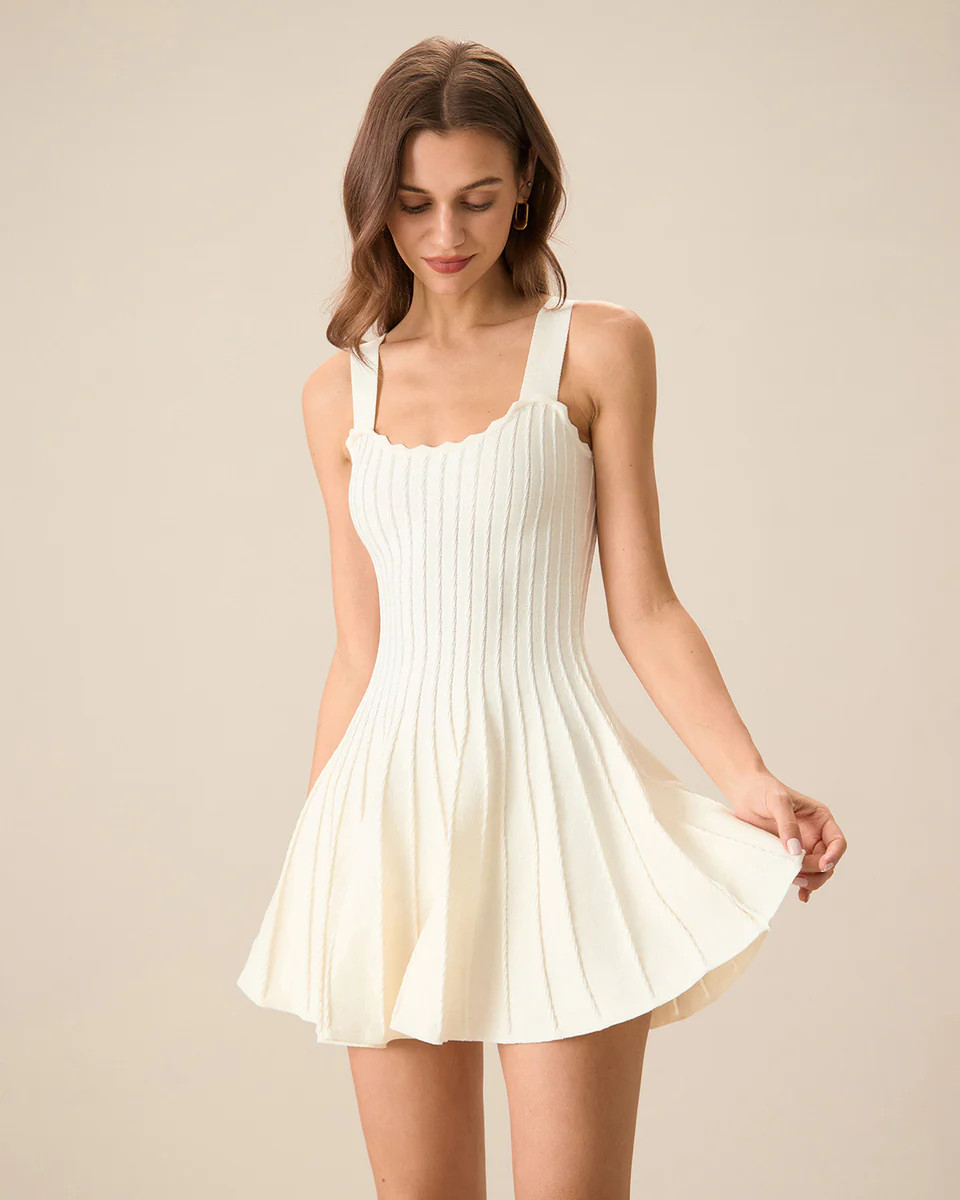 Women's Beige Knitted Sweater Dress | rihoas.com