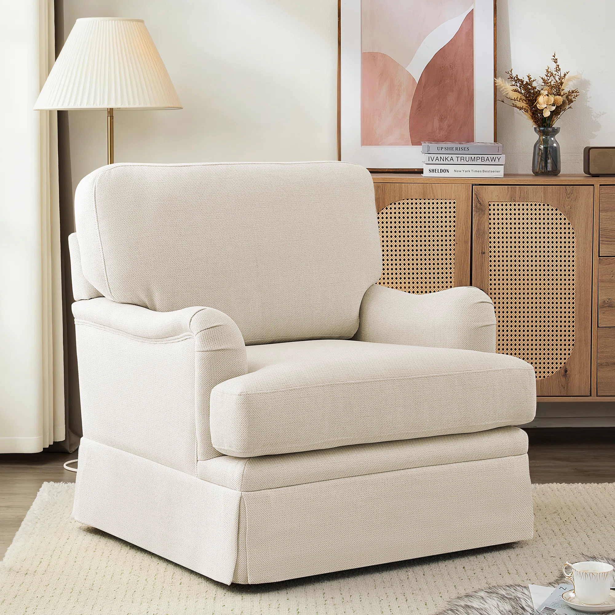 32.7'' Skirted Swivel Accent Arm Chair For Living Room, Bedroom | Wayfair North America